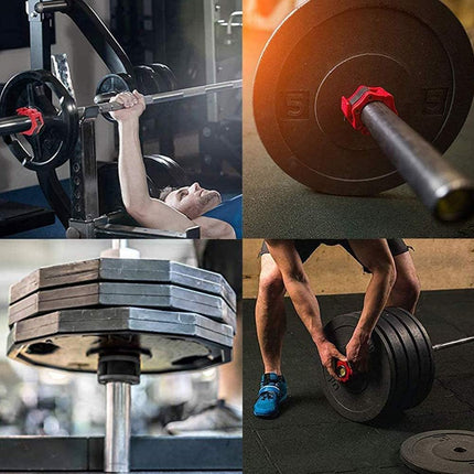 2Pcs 2in / 50mm Olympic Dumbbell Clamps Barbell Clamps Collars Clips Bar Plates Collar Clips Red.