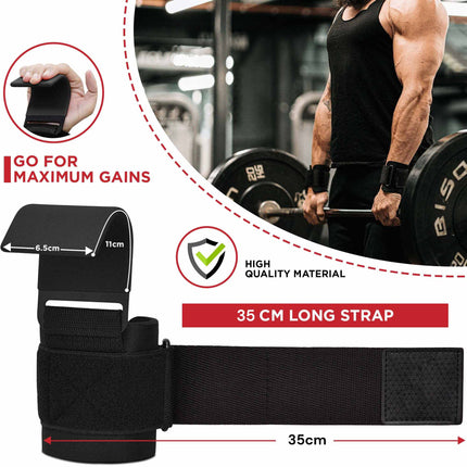 Pair Weight Lifting Hooks Straps Grip Wrist Wrap Support Powerlifting Deadlift Pull Up.