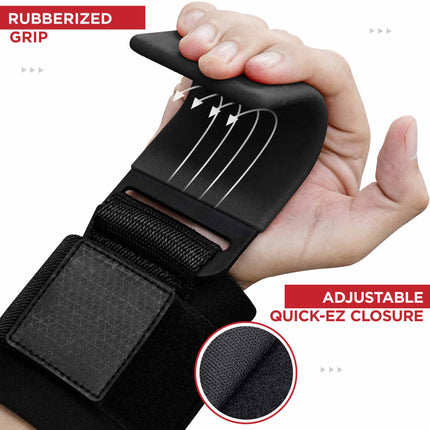 Pair Weight Lifting Hooks Straps Grip Wrist Wrap Support Powerlifting Deadlift Pull Up.