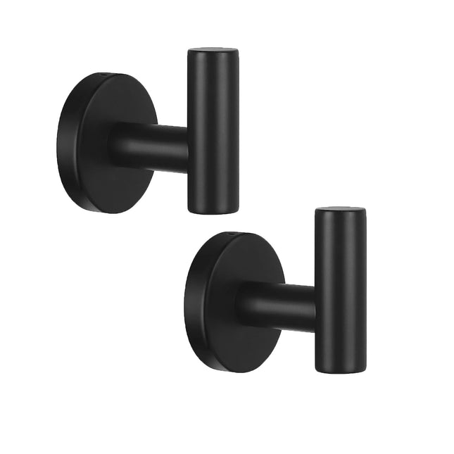 2 Pcs Wall Mount Bathroom Towel Hooks Holder Cloth Hanger Hook Kitchen Door Hanger Black.