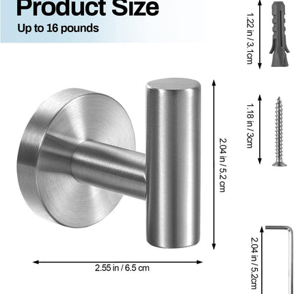 2 Pcs Wall Mount Bathroom Towel Hooks Holder Cloth Hanger Hook Kitchen Door Hanger Brushed Nickel.