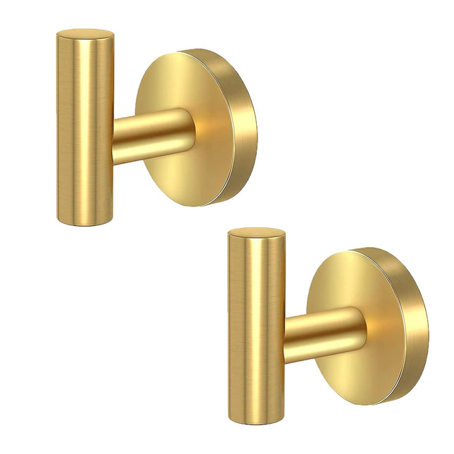 2 Pcs Wall Mount Bathroom Towel Hooks Holder Cloth Hanger Hook Kitchen Door Hanger Gold.