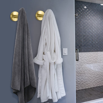 2 Pcs Wall Mount Bathroom Towel Hooks Holder Cloth Hanger Hook Kitchen Door Hanger Gold.