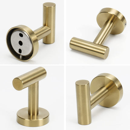 2 Pcs Wall Mount Bathroom Towel Hooks Holder Cloth Hanger Hook Kitchen Door Hanger Gold.