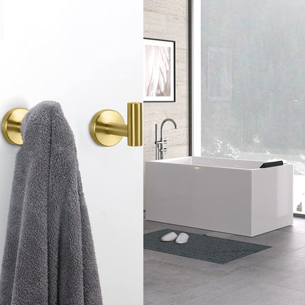 2 Pcs Wall Mount Bathroom Towel Hooks Holder Cloth Hanger Hook Kitchen Door Hanger Gold.