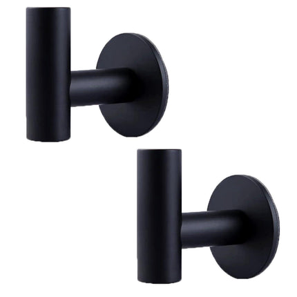 2 Pcs Wall Mount Self Adhesive Bathroom Towel Hooks Holder Cloth Hanger Hook Door Hanger Black.