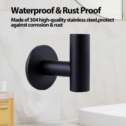 2 Pcs Wall Mount Self Adhesive Bathroom Towel Hooks Holder Cloth Hanger Hook Door Hanger Black.