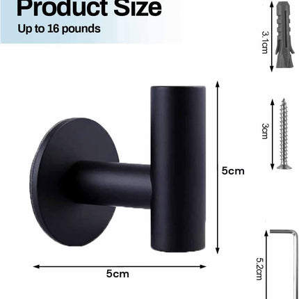 2 Pcs Wall Mount Self Adhesive Bathroom Towel Hooks Holder Cloth Hanger Hook Door Hanger Black.