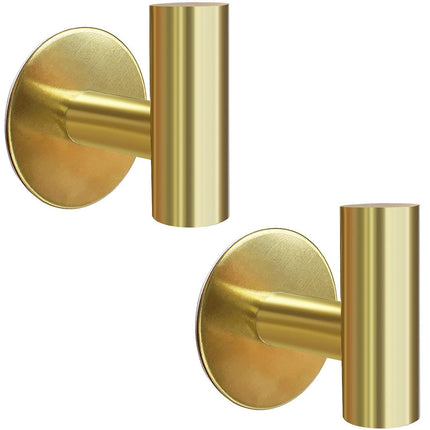 2 Pcs Wall Mount Self Adhesive Bathroom Towel Hooks Holder Cloth Hanger Hook Door Hanger Gold.