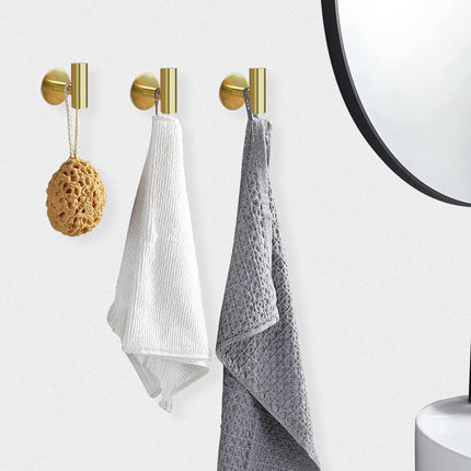 2 Pcs Wall Mount Self Adhesive Bathroom Towel Hooks Holder Cloth Hanger Hook Door Hanger Gold.