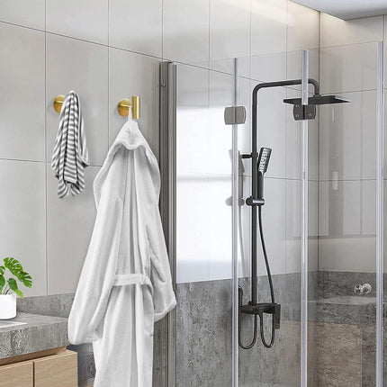 2 Pcs Wall Mount Self Adhesive Bathroom Towel Hooks Holder Cloth Hanger Hook Door Hanger Gold.