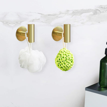 2 Pcs Wall Mount Self Adhesive Bathroom Towel Hooks Holder Cloth Hanger Hook Door Hanger Gold.