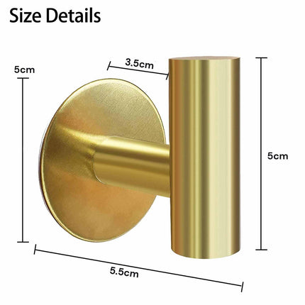 2 Pcs Wall Mount Self Adhesive Bathroom Towel Hooks Holder Cloth Hanger Hook Door Hanger Gold.
