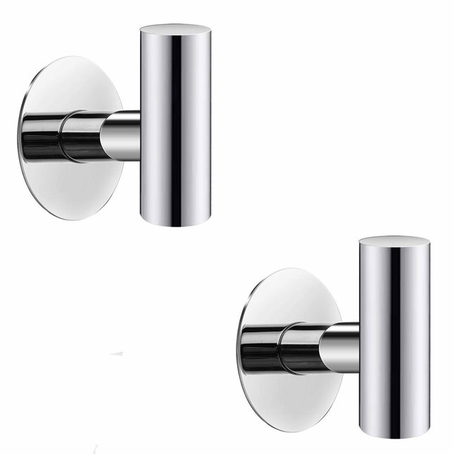 2 Pcs Wall Mount Self Adhesive Bathroom Towel Hooks Holder Cloth Hanger Hook Door Hanger Poliched Chrome.