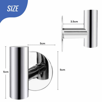 2 Pcs Wall Mount Self Adhesive Bathroom Towel Hooks Holder Cloth Hanger Hook Door Hanger Poliched Chrome.