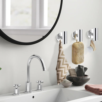 2 Pcs Wall Mount Self Adhesive Bathroom Towel Hooks Holder Cloth Hanger Hook Door Hanger Poliched Chrome.