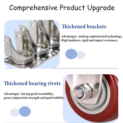 3 inch Heavy Duty Casters Lockable Caster Wheel Swivel Casters Castor with Brakes for Furniture and Workbench Cart.