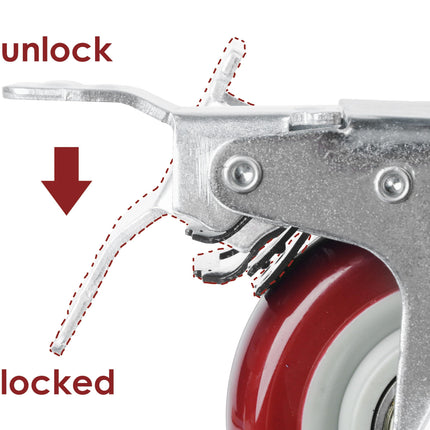 4 inch Heavy Duty Casters Lockable Caster Wheel Swivel Casters Castor with Brakes for Furniture and Workbench Cart.
