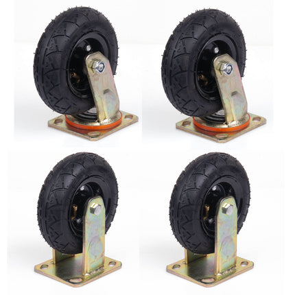 4x 6 Inch Castor Caster 2x swivel 2x fixed Pneumatic Tyres Wheels  Trolley Cart Wheelbarrow.