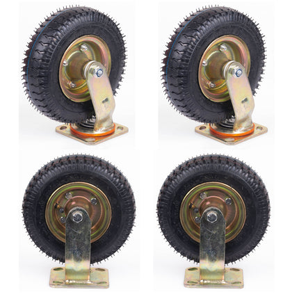 4x 8 Inch Castor Caster 2x swivel 2x fixed Pneumatic Tyres Wheels  Trolley Cart Wheelbarrow.