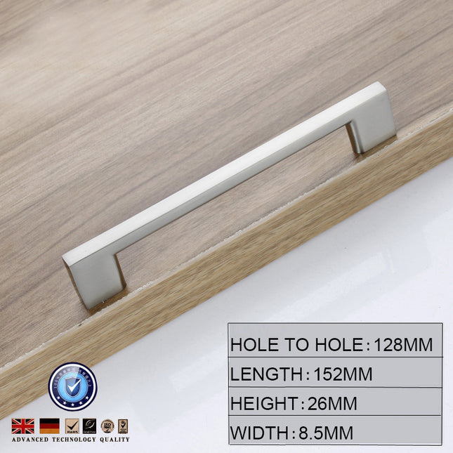 Brushed Nickel Kitchen Door Cabinet Drawer Handle Pulls 128MM.