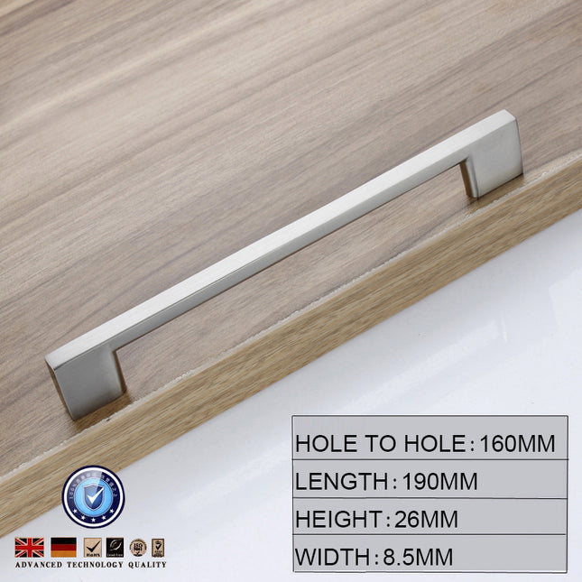 Brushed Nickel Kitchen Door Cabinet Drawer Handle Pulls 160MM.