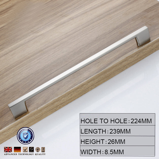 Brushed Nickel Kitchen Door Cabinet Drawer Handle Pulls 224MM.