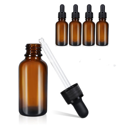 20ml (5 Pack) Amber Glass Dropper Bottle Liquid Essential Oils Bottle Bottles Leakproof Glass Tincture Bottles.