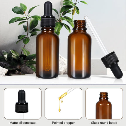 20ml (5 Pack) Amber Glass Dropper Bottle Liquid Essential Oils Bottle Bottles Leakproof Glass Tincture Bottles.