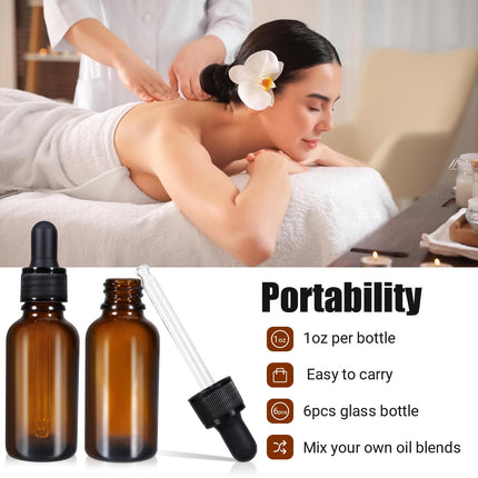 20ml (5 Pack) Amber Glass Dropper Bottle Liquid Essential Oils Bottle Bottles Leakproof Glass Tincture Bottles.