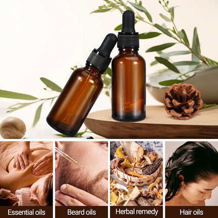 20ml (5 Pack) Amber Glass Dropper Bottle Liquid Essential Oils Bottle Bottles Leakproof Glass Tincture Bottles.