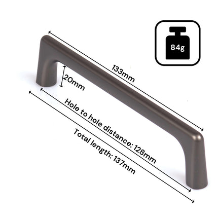 Black Zinc Kitchen Cabinet Handles Drawer Bar Handle Pull 128mm.
