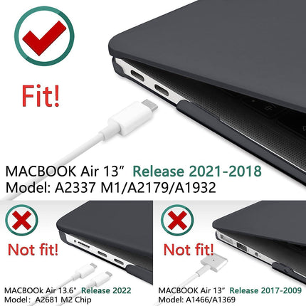 MacBook Air 13 Inch Case 2020 2019 2018, A1932, A2179,A2337 Shell Case Keyboard Cover Black.