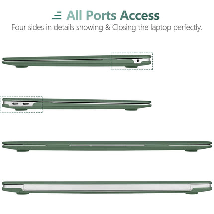 Suitable for  MacBook Air 13 Inch Case 2022 2021 2020 2019 2018, A1932, A2179, A2337 Shell Case Keyboard Cover Dark Green.