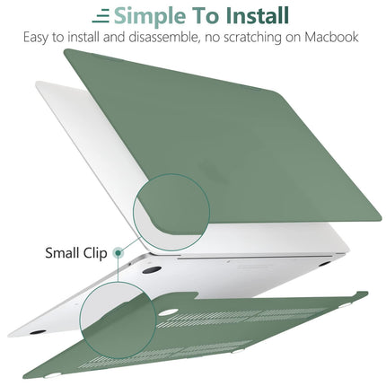 Suitable for  MacBook Air 13 Inch Case 2022 2021 2020 2019 2018, A1932, A2179, A2337 Shell Case Keyboard Cover Dark Green.