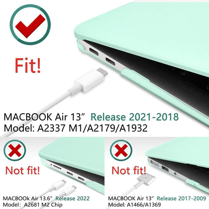 MacBook Air 13 Inch Case 2020 2019 2018, A1932, A2179, A2337 Shell Case Keyboard Cover Green.
