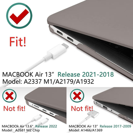 Suitable for  MacBook Air 13 Inch Case 2022 2021 2020 2019 2018, A1932, A2179, A2337 Shell Case Keyboard Cover Grey.