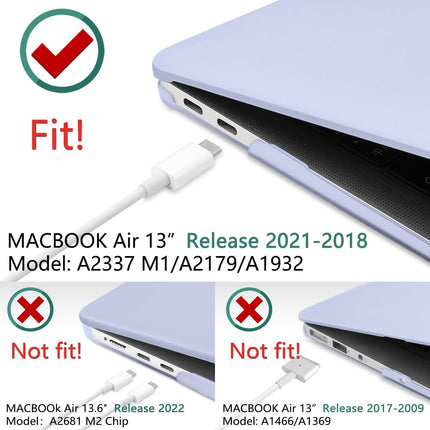 Suitable for  MacBook Air 13 Inch Case 2022 2021 2020 2019 2018, A1932, A2179, A2337 Shell Case Keyboard Cover lavender Grey.