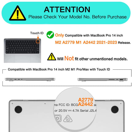 Suitable for MacBook Pro 14 Max Inch Case 2023 2022 2021 M2 A2779 M1 A2442 Hardshell Case Keyboard Cover White.
