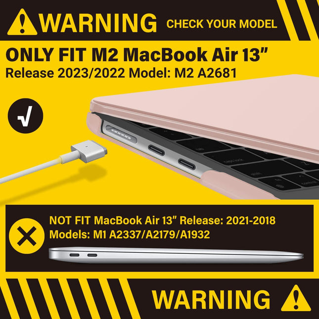 Suitable for  2023 2022 MacBook Air 13 inch case M2 Model A2681 Hard Shell Case Keyboard Cover Sold Pink.