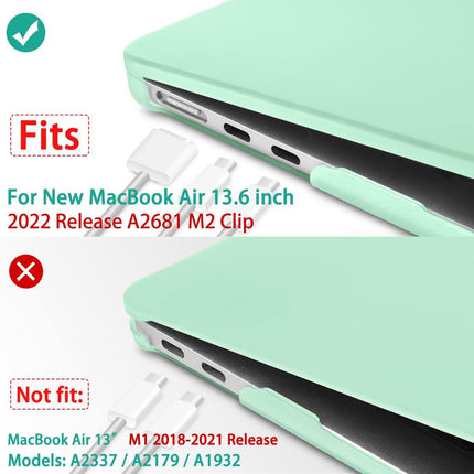 Suitable for  2023 2022 MacBook Air 13 inch case M2 Model A2681 Hard Shell Case Keyboard Cover Green.