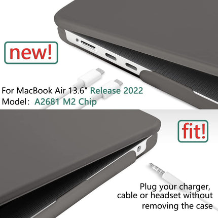 Suitable for  2023 2022 MacBook Air 13 inch case M2 Model A2681 Hard Shell Case Keyboard Cover Grey.