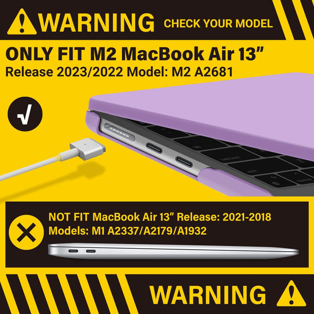 Suitable for  2023 2022 MacBook Air 13 inch case M2 Model A2681 Hard Shell Case Keyboard Cover Purple.