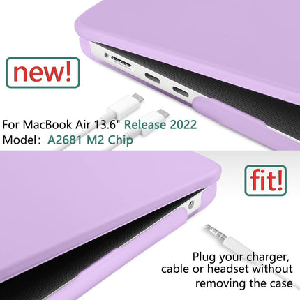 Suitable for  2023 2022 MacBook Air 13 inch case M2 Model A2681 Hard Shell Case Keyboard Cover Purple.
