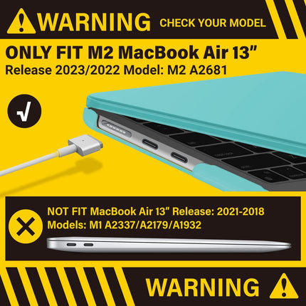 Suitable for  2023 2022 MacBook Air 13 inch case M2 Model A2681 Hard Shell Case Keyboard Cover Turquoise.