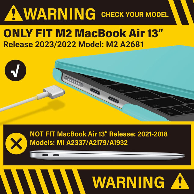 Suitable for  2023 2022 MacBook Air 13 inch case M2 Model A2681 Hard Shell Case Keyboard Cover Turquoise.