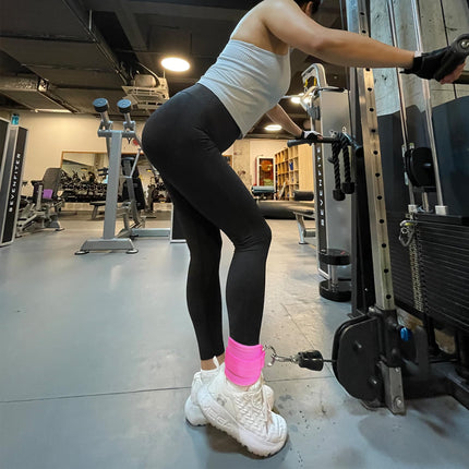 2x Adjustable Ankle Straps for Cable Machines D-Rings Gym Cuff Kickbacks Glute Workouts Leg Extensions Straps Hip Pink.