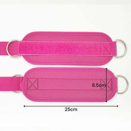 2x Adjustable Ankle Straps for Cable Machines D-Rings Gym Cuff Kickbacks Glute Workouts Leg Extensions Straps Hip Pink.
