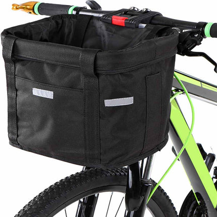 Bike Basket Folding Cat Dog Carrier Bicycle Handlebar Bag Quick Release Detachable Storage Basket.