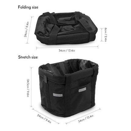 Bike Basket Folding Cat Dog Carrier Bicycle Handlebar Bag Quick Release Detachable Storage Basket.